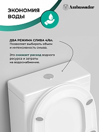 Ambassador Унитаз компакт Ritz безободковый белый с сиденьем микролифт – фотография-8